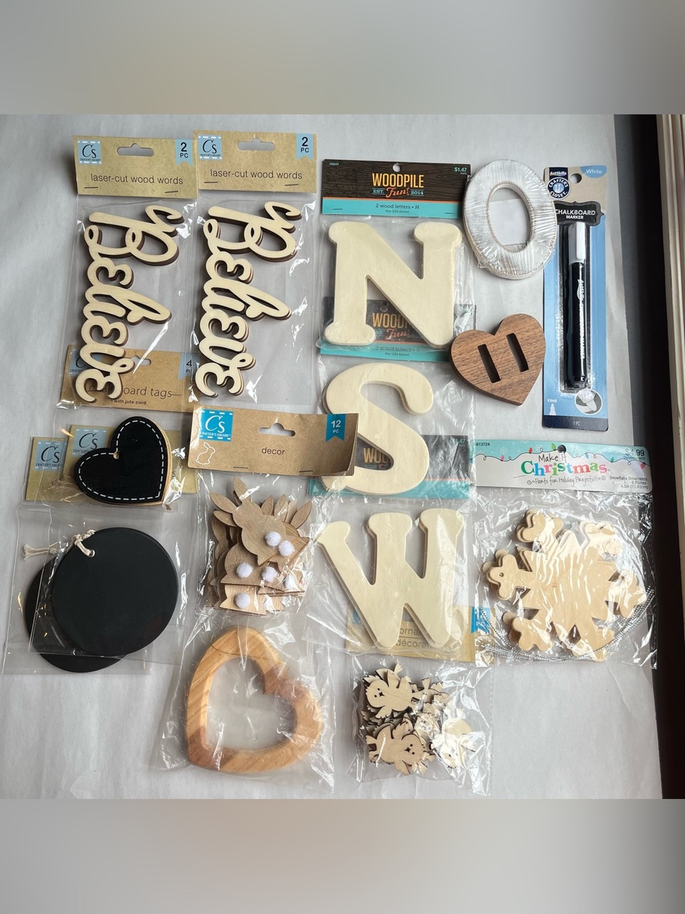 Wood Crafts Supplies Blanks Chalkboard Tags Large Lot Bundle of 15